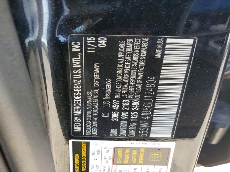 57221616 :رقم المزاد ، 55SWF4JB8GU124804 vin ، 2016 Mercedes-benz C مزاد بيع
