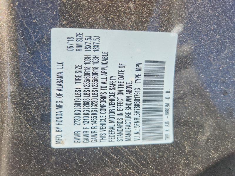 Продажа на аукционе авто 2019 Honda Odyssey, vin: 5FNRL6H78KB017913, номер лота: 55249156