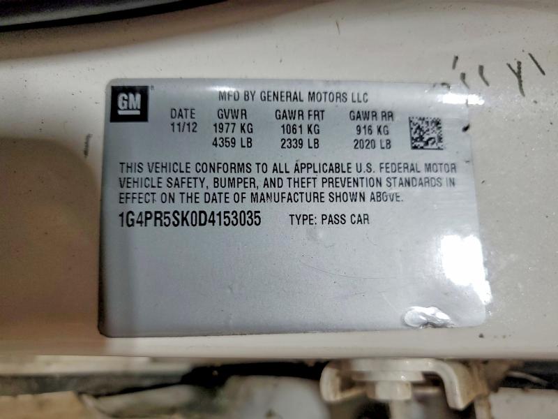 Aukcja sprzedaży 2013 Buick Verano, vin: 1G4PR5SK0D4153035, numer aukcji: 56810856