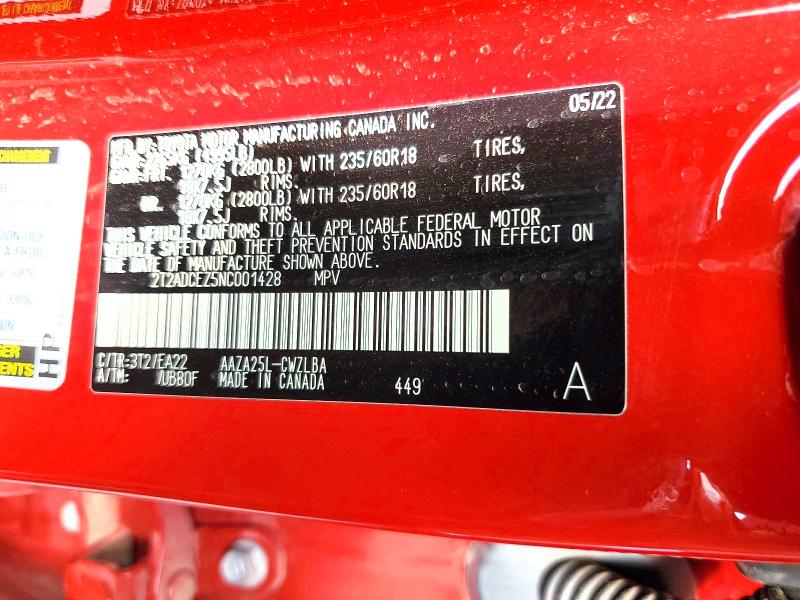 2022 Lexus Nx მანქანა იყიდება აუქციონზე, vin: 2T2ADCEZ5NC001428, აუქციონის ნომერი: 57020886