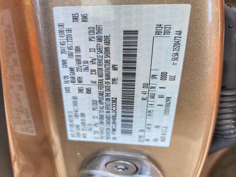Aukcja sprzedaży 2020 Ford Escape, vin: 1FMCU9H69LUC33382, numer aukcji: 58232116