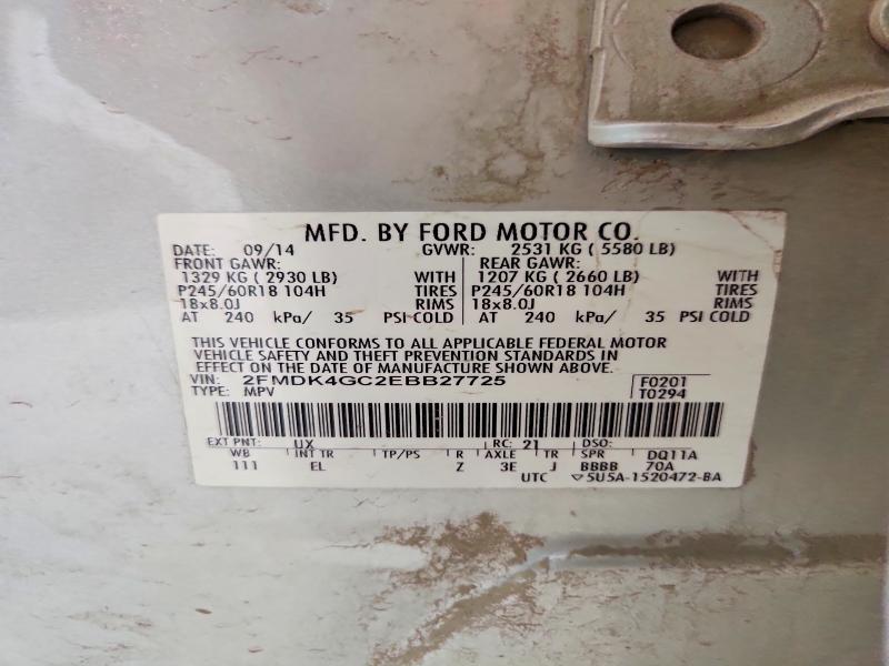 Aukcja sprzedaży 2014 Ford Edge, vin: 2FMDK4GC2EBB27725, numer aukcji: 57915816