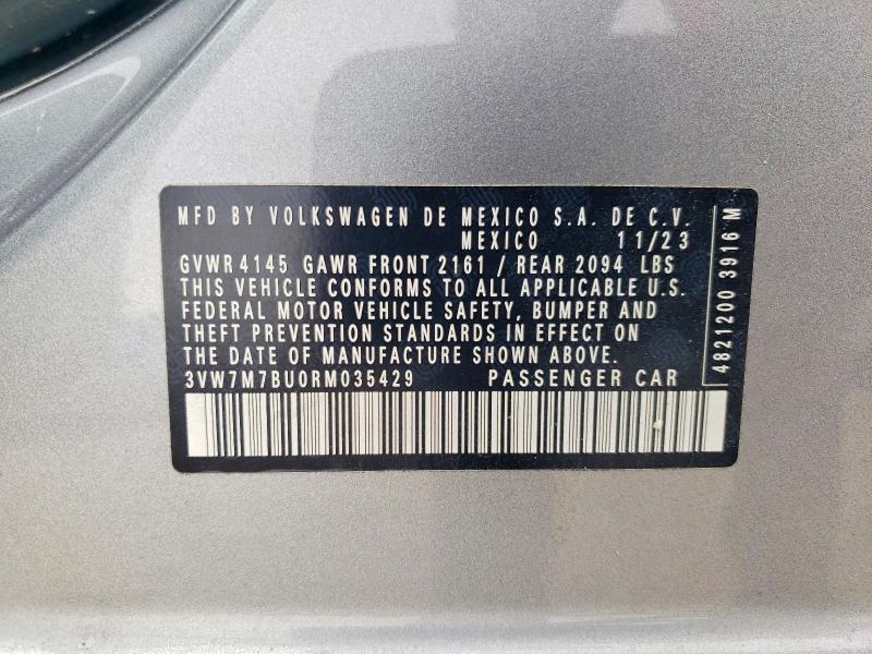 Aukcja sprzedaży 2024 Volkswagen Jetta, vin: 3VW7M7BU0RM035429, numer aukcji: 56649216