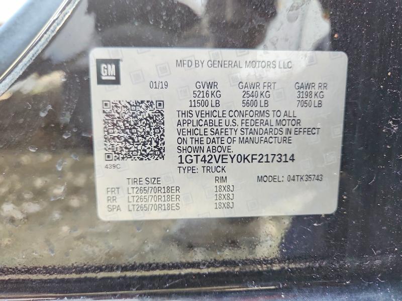 57694216 :رقم المزاد ، 1GT42VEY0KF217314 vin ، 2019 Gmc Sierra مزاد بيع
