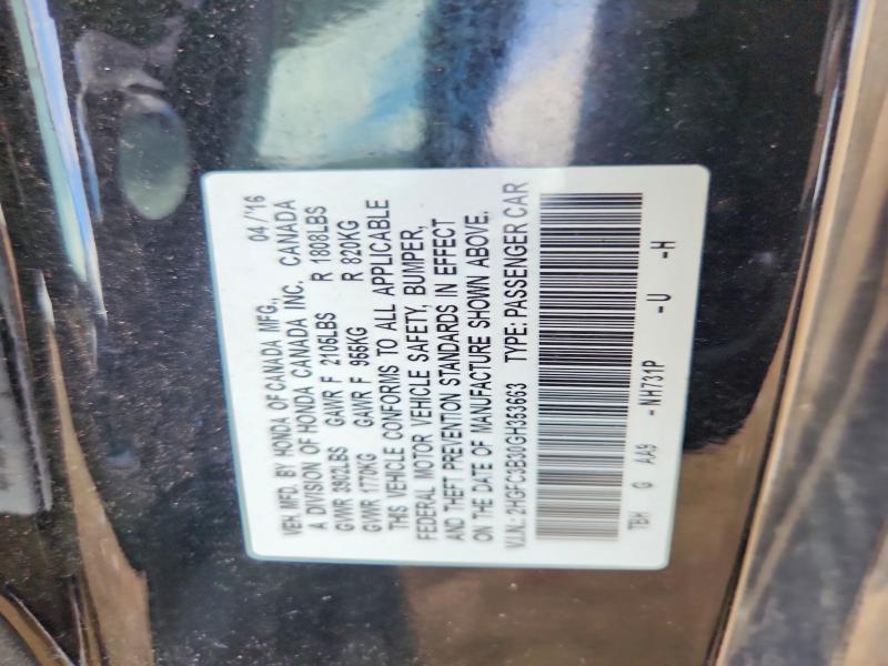 Продажа на аукционе авто 2016 Honda Civic, vin: 2HGFC3B30GH353663, номер лота: 58269516