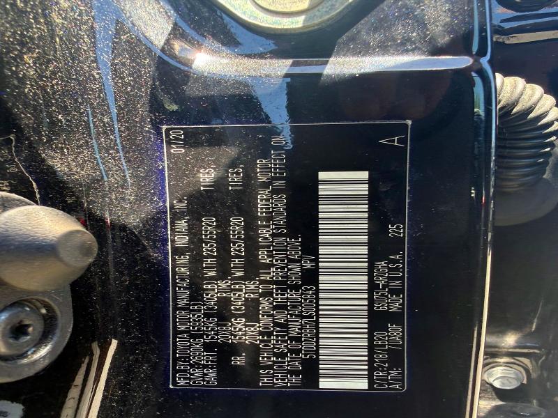 Aukcja sprzedaży 2020 Toyota Highlander, vin: 5TDDZRBH7LS005843, numer aukcji: 56467276