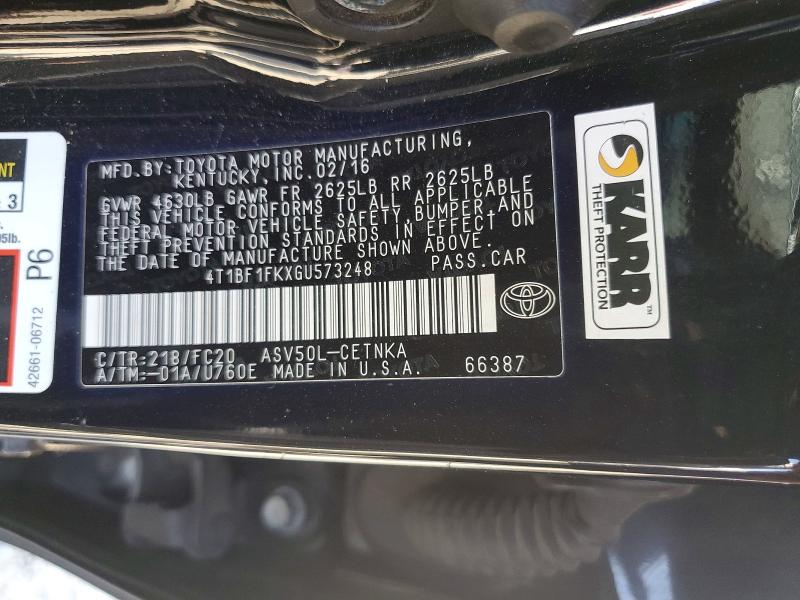 2016 Toyota Camry მანქანა იყიდება აუქციონზე, vin: 4T1BF1FKXGU573248, აუქციონის ნომერი: 55634236