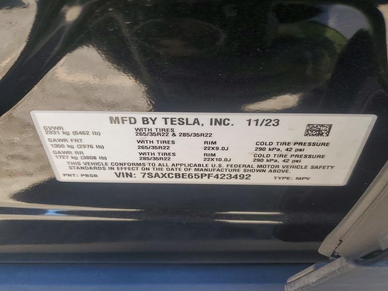 Продаж на аукціоні авто 2023 Tesla Model X, vin: 7SAXCBE65PF423492, номер лоту: 58279066