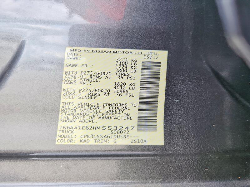Продажа на аукционе авто 2017 Nissan Titan, vin: 1N6AA1E62HN553247, номер лота: 56752646