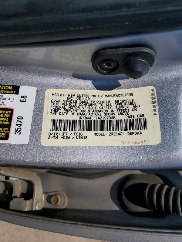 57035396 :رقم المزاد ، 1NXBU4EE7AZ197036 vin ، 2010 Toyota Corolla مزاد بيع