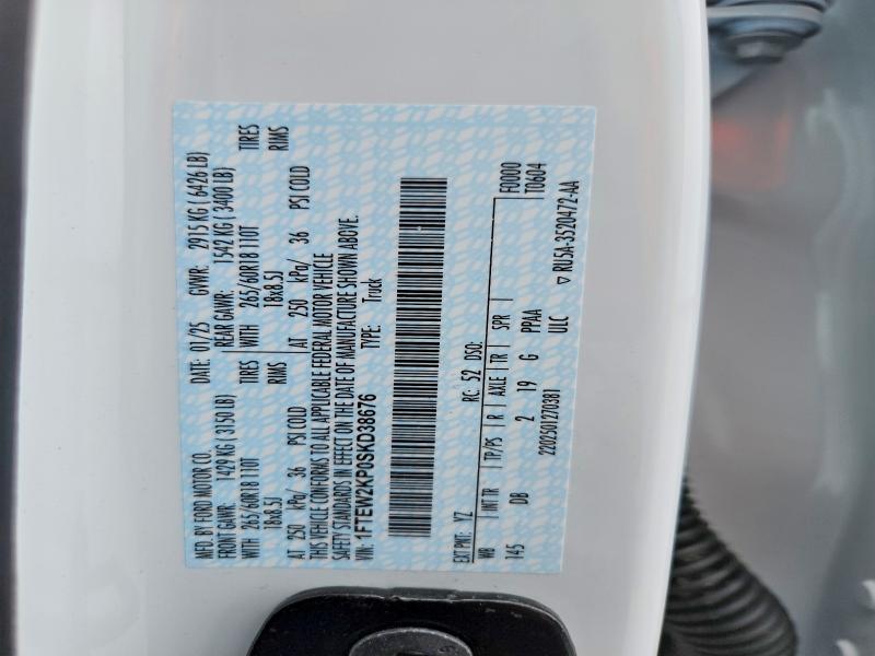 Aukcja sprzedaży 2025 Ford F150, vin: 1FTEW2KP0SKD38676, numer aukcji: 55599176