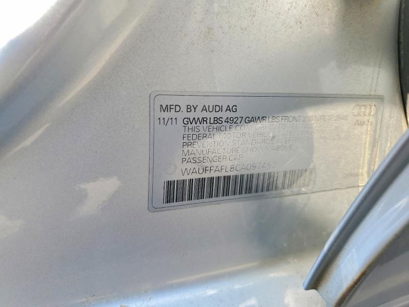 2012 Audi A4 მანქანა იყიდება აუქციონზე, vin: WAUFFAFL8CA097492, აუქციონის ნომერი: 58304186
