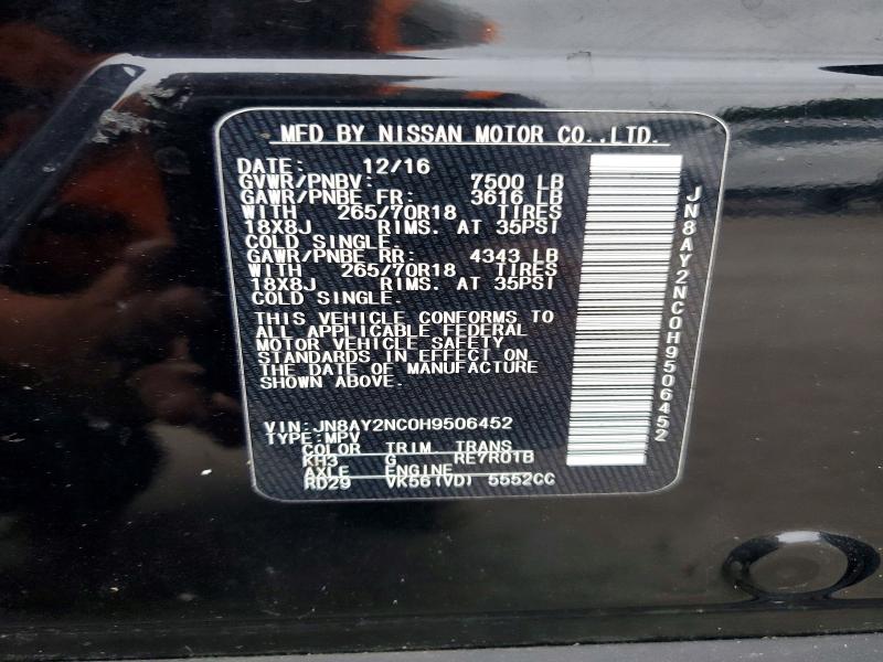 Aukcja sprzedaży 2017 Nissan Armada, vin: JN8AY2NC0H9506452, numer aukcji: 56503426