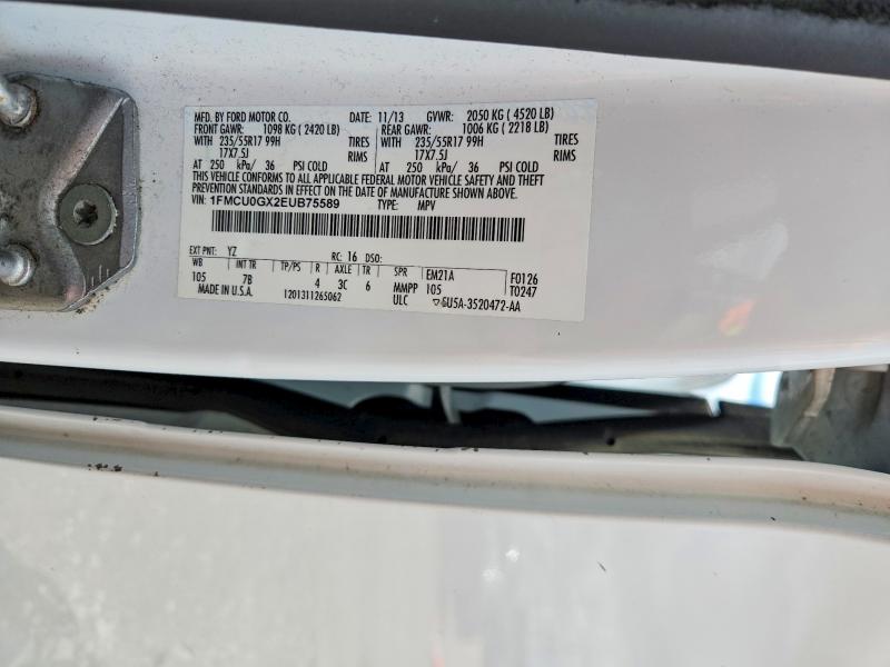 Aukcja sprzedaży 2014 Ford Escape, vin: 1FMCU0GX2EUB75589, numer aukcji: 57526866