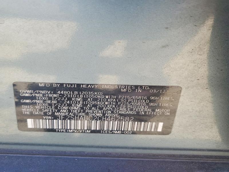 Aukcja sprzedaży 2012 Subaru Forester, vin: JF2SHABC2CH462582, numer aukcji: 57769436