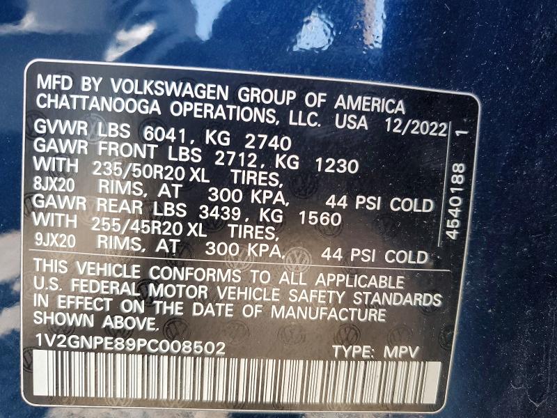 2023 Volkswagen Id.4 მანქანა იყიდება აუქციონზე, vin: 1V2GNPE89PC008502, აუქციონის ნომერი: 57081646
