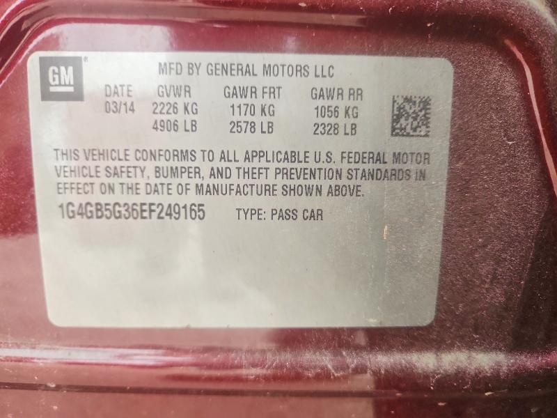 Aukcja sprzedaży 2014 Buick Lacrosse, vin: 1G4GB5G36EF249165, numer aukcji: 56405176