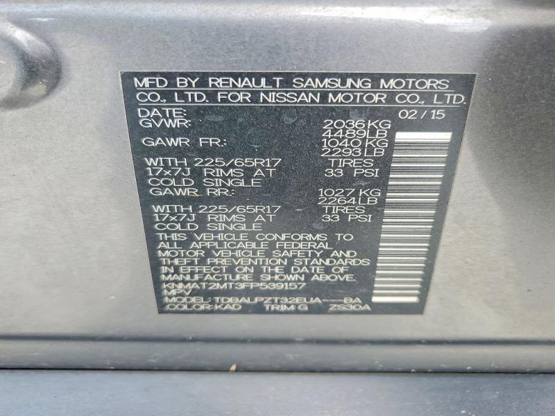 55522526 :رقم المزاد ، KNMAT2MT3FP539157 vin ، 2015 Nissan Rogue مزاد بيع