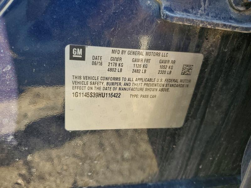 Продажа на аукционе авто 2017 Chevrolet Impala, vin: 1G1145S39HU116422, номер лота: 58010016