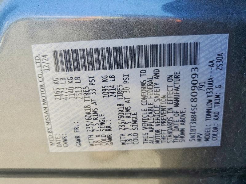 55976936 :رقم المزاد ، 5N1BT3BB4SC809093 vin ، 2025 Nissan Rogue مزاد بيع