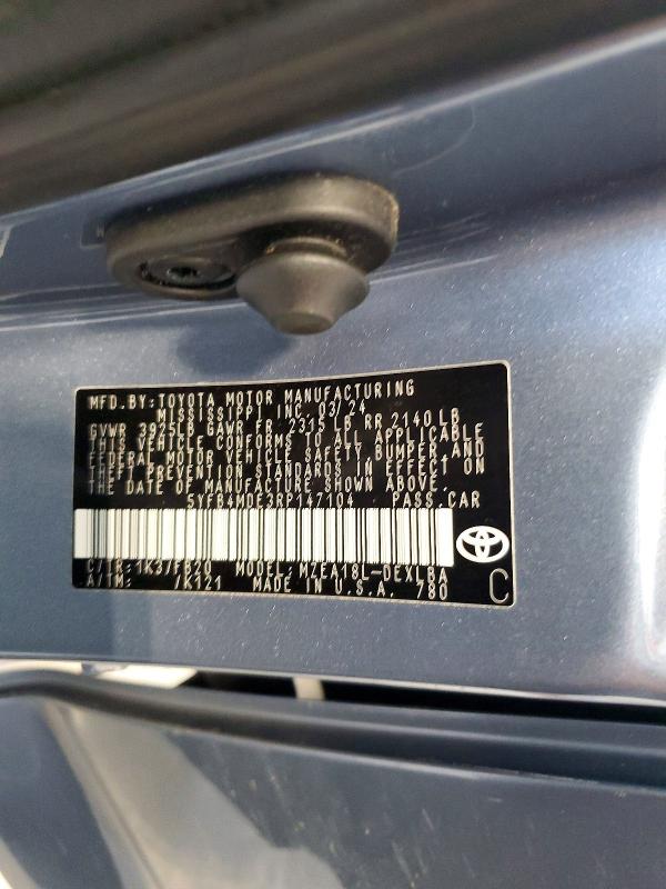 58732786 :رقم المزاد ، 5YFB4MDE3RP147104 vin ، 2024 Toyota Corolla مزاد بيع
