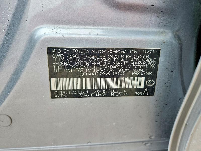 57932316 :رقم المزاد ، JTHAA1D29N5118141 vin ، 2022 Lexus Is مزاد بيع