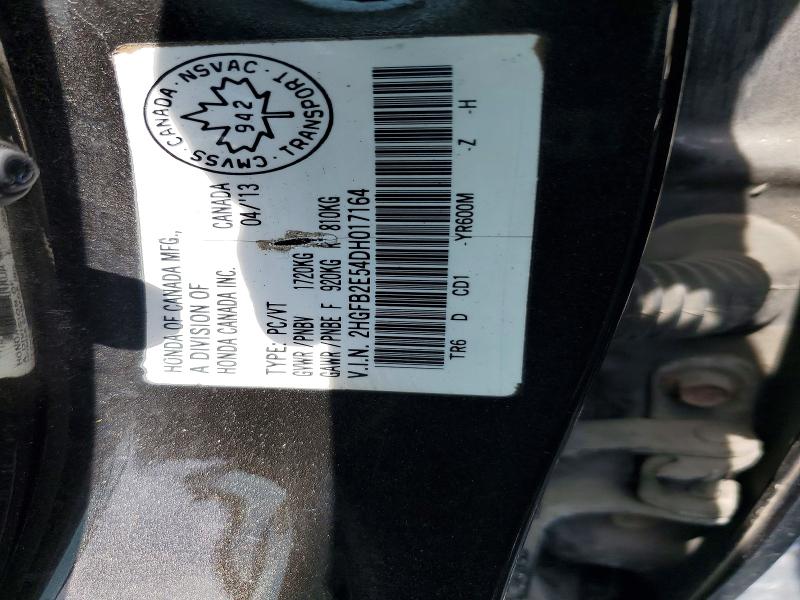 2013 Honda Civic მანქანა იყიდება აუქციონზე, vin: 2HGFB2E54DH017164, აუქციონის ნომერი: 55519076