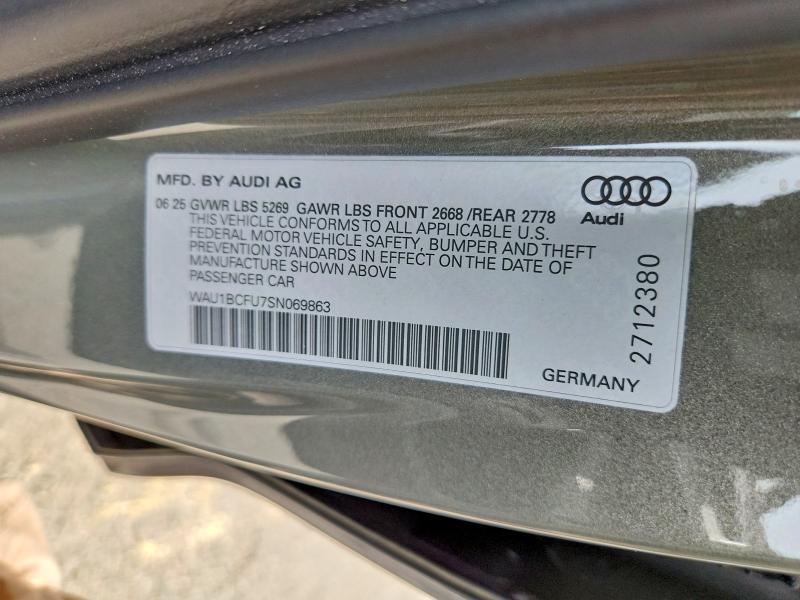 Продаж на аукціоні авто 2025 Audi A5, vin: WAU1BCFU7SN069863, номер лоту: 57503786