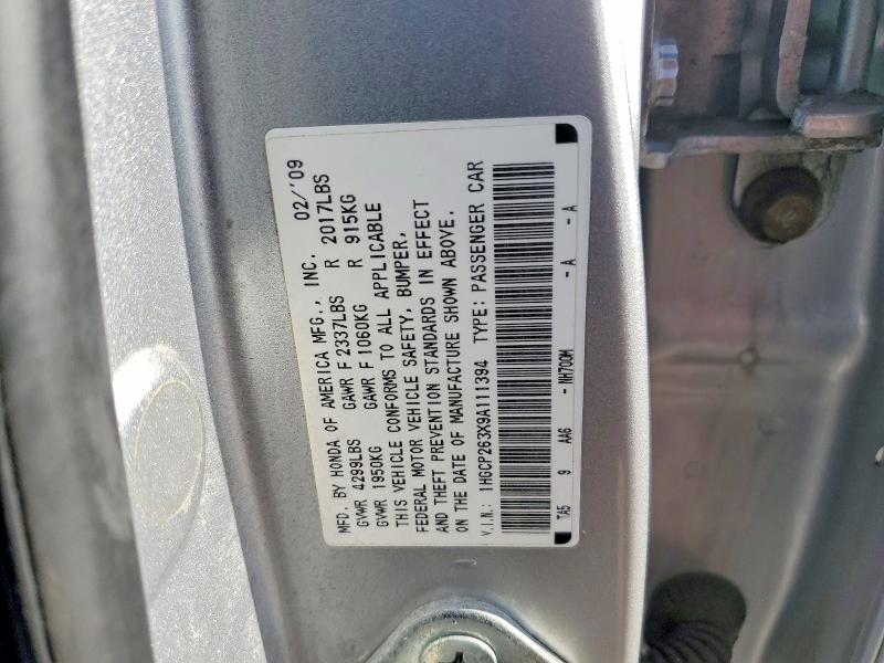 Aukcja sprzedaży 2009 Honda Accord, vin: 1HGCP263X9A111394, numer aukcji: 55999676