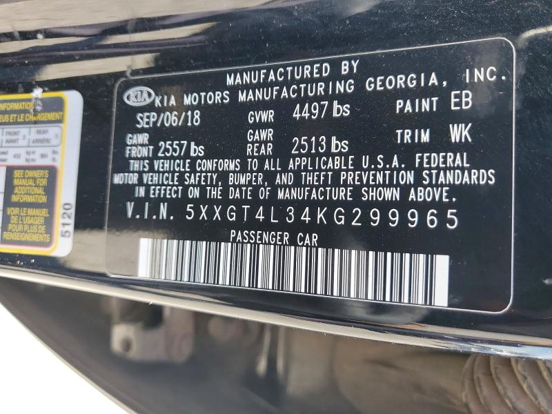Продажа на аукционе авто 2019 Kia Optima, vin: 5XXGT4L34KG299965, номер лота: 57438456