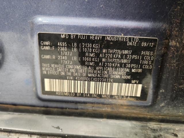 Продаж на аукціоні авто 2013 Subaru Outback, vin: 4S4BRDLCXD2230324, номер лоту: 85793835