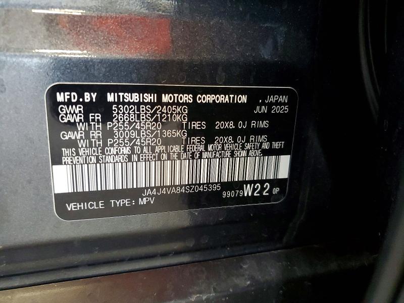 Auction sale of the 2025 Mitsubishi Outlander, vin: JA4J4VA84SZ045395, lot number: 56806996