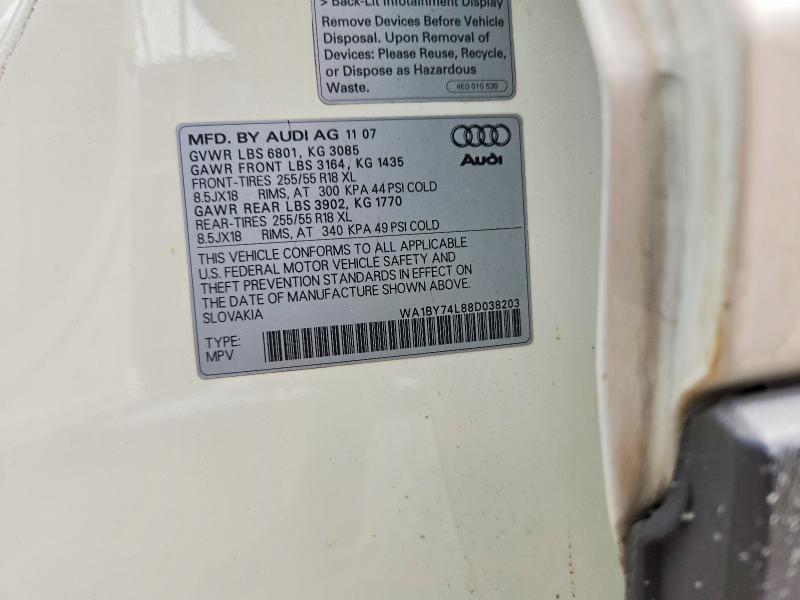 Продаж на аукціоні авто 2008 Audi Q7, vin: WA1BY74L88D038203, номер лоту: 58094036