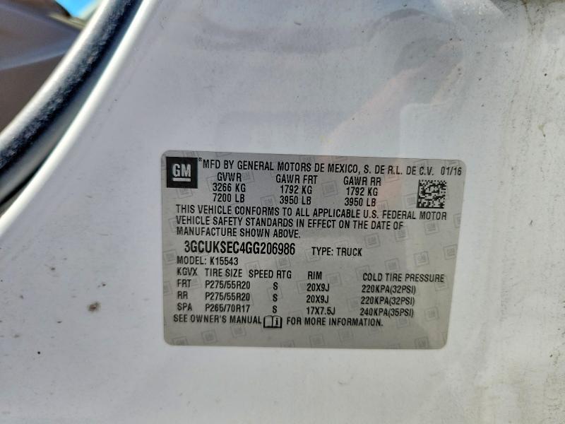 56789886 :رقم المزاد ، 3GCUKSEC4GG206986 vin ، 2016 Chevrolet Silverado مزاد بيع