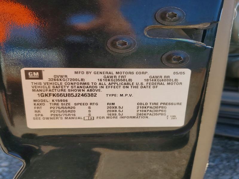 55158256 :رقم المزاد ، 1GKFK66U85J246382 vin ، 2005 Gmc Yukon Xl مزاد بيع