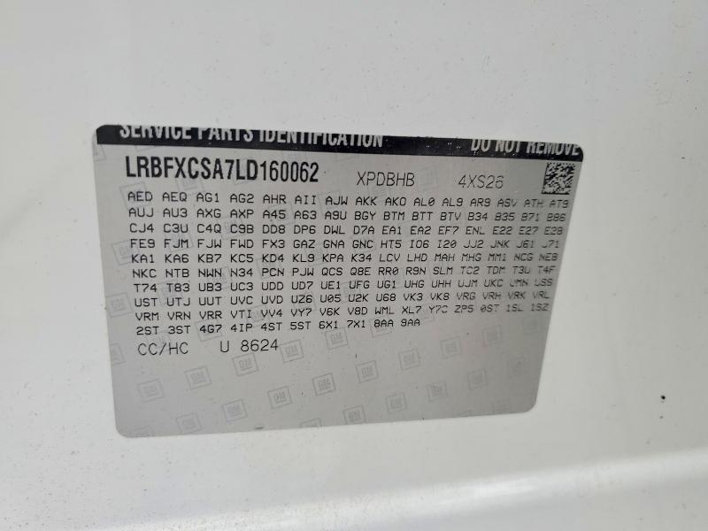 2020 Buick Envision მანქანა იყიდება აუქციონზე, vin: LRBFXCSA7LD160062, აუქციონის ნომერი: 55882326