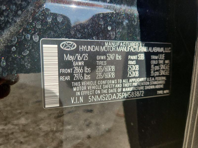 Aukcja sprzedaży 2023 Hyundai Santa Fe, vin: 5NMS2DAJ5PH583872, numer aukcji: 58580046