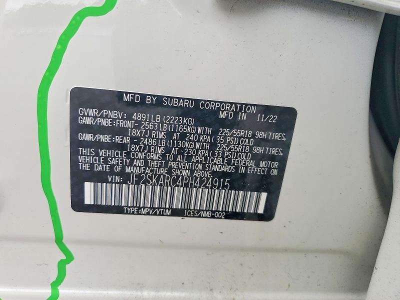 Продажа на аукционе авто 2023 Subaru Forester, vin: JF2SKARC4PH424915, номер лота: 58456716