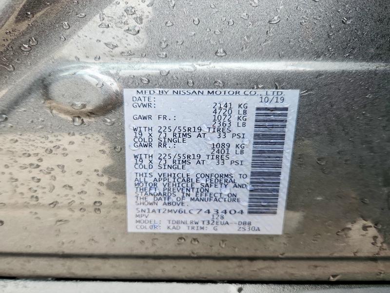 58718156 :رقم المزاد ، 5N1AT2MV6LC743404 vin ، 2020 Nissan Rogue مزاد بيع