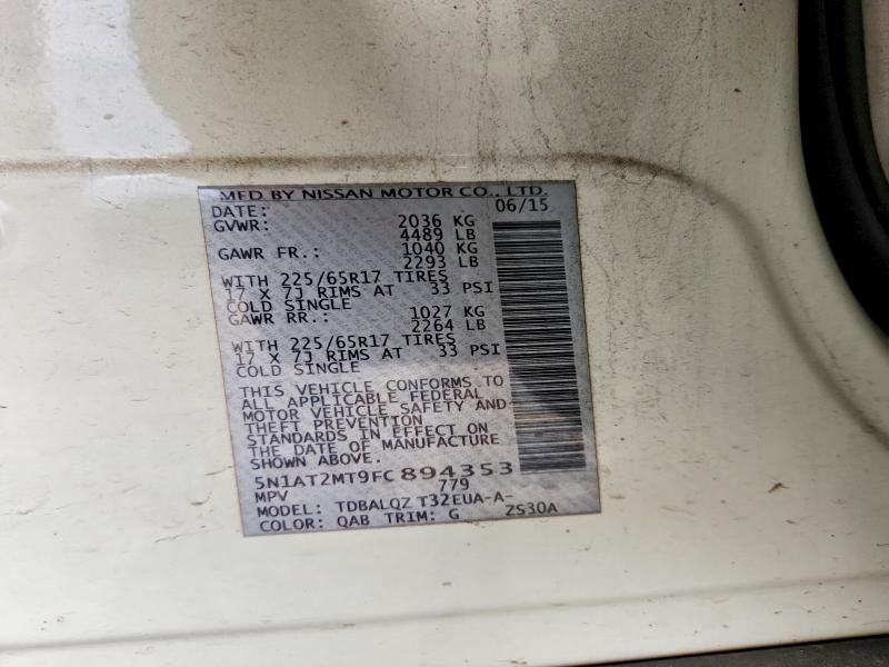 Aukcja sprzedaży 2015 Nissan Rogue, vin: 5N1AT2MT9FC894353, numer aukcji: 58627016