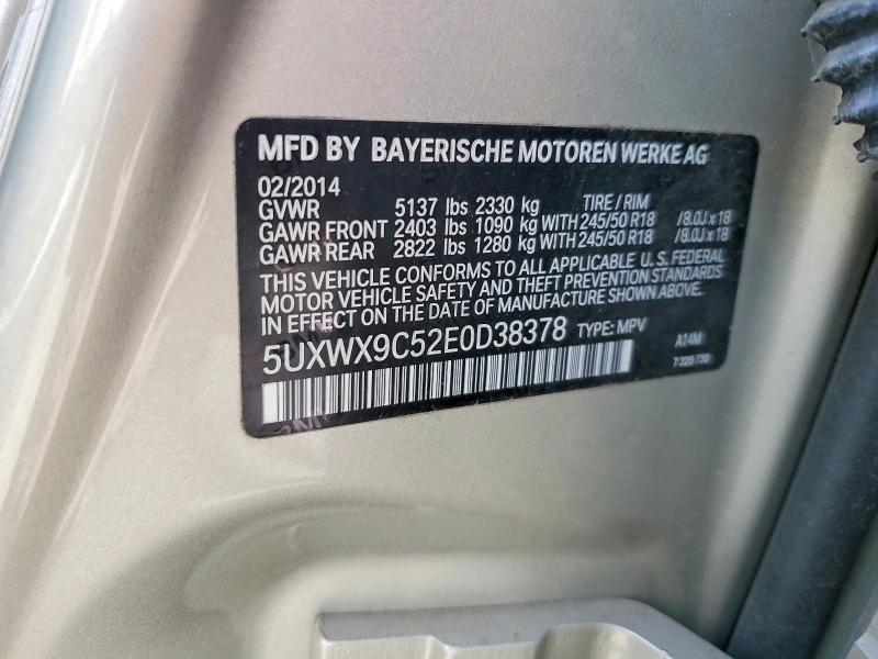 2014 Bmw X3 მანქანა იყიდება აუქციონზე, vin: 5UXWX9C52E0D38378, აუქციონის ნომერი: 56519786