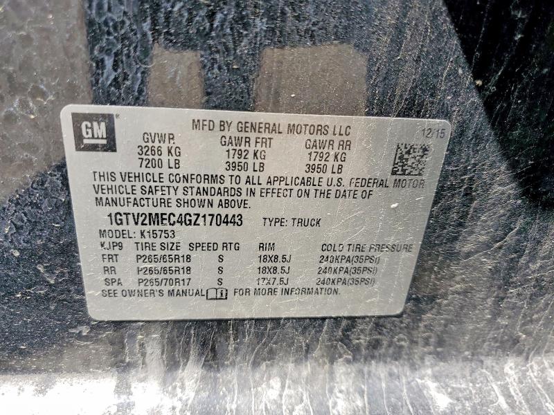 Продаж на аукціоні авто 2016 Gmc Sierra, vin: 1GTV2MEC4GZ170443, номер лоту: 56332876