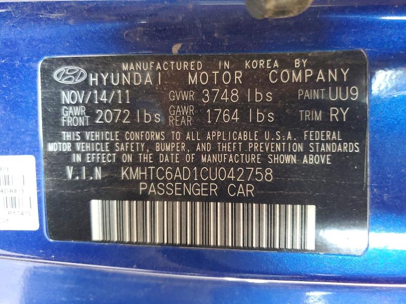Aukcja sprzedaży 2012 Hyundai Veloster, vin: KMHTC6AD1CU042758, numer aukcji: 85618675