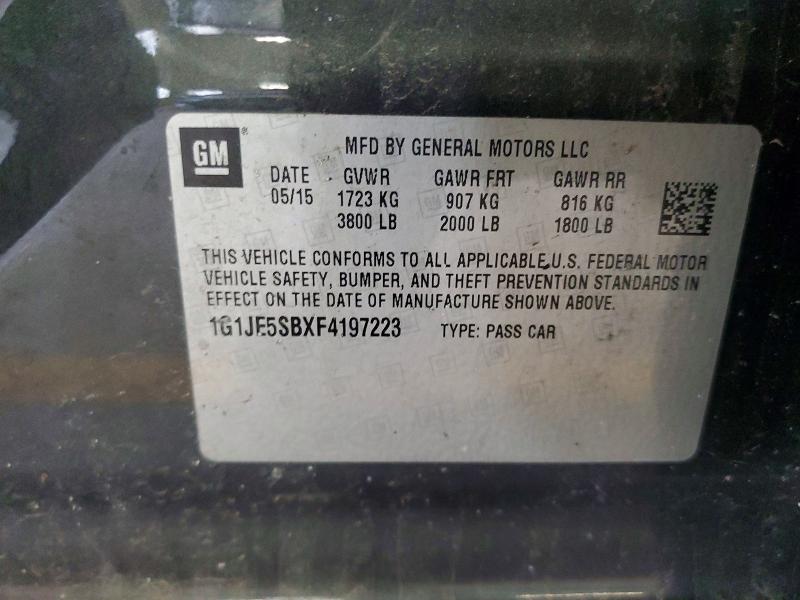 Продаж на аукціоні авто 2015 Chevrolet Sonic, vin: 1G1JE5SBXF4197223, номер лоту: 56256996
