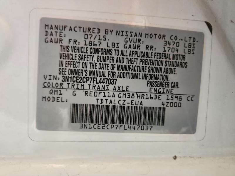 Продажа на аукционе авто 2015 Nissan Versa, vin: 3N1CE2CP7FL447037, номер лота: 56057646