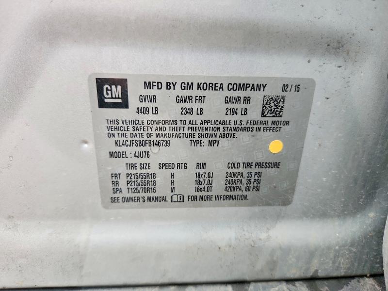 Aukcja sprzedaży 2015 Buick Encore, vin: KL4CJFSB0FB146739, numer aukcji: 58122556