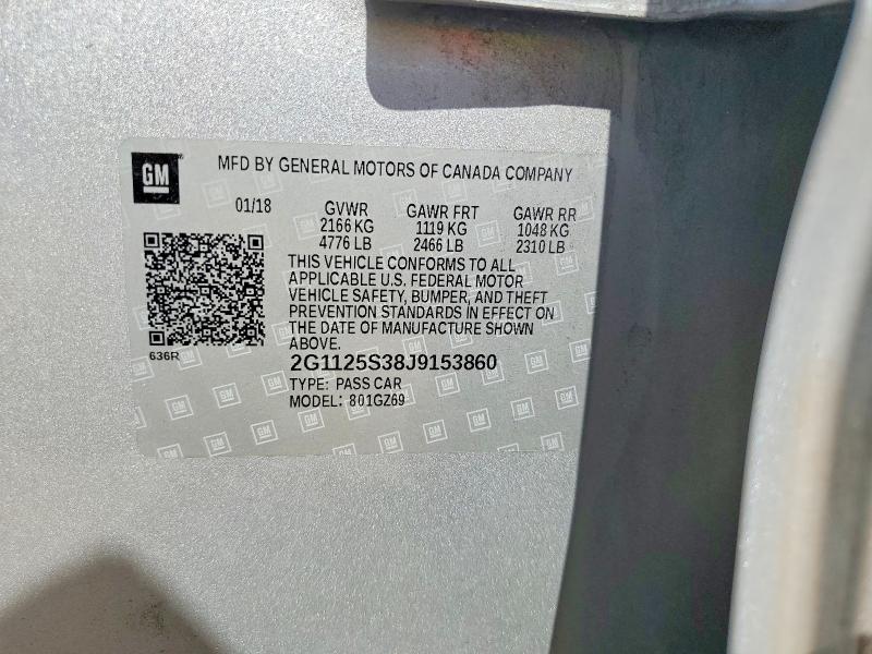 Aukcja sprzedaży 2018 Chevrolet Impala, vin: 2G1125S38J9153860, numer aukcji: 57370036