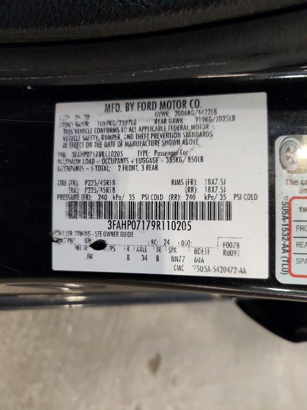 2009 Ford Fusion მანქანა იყიდება აუქციონზე, vin: 3FAHP07179R110205, აუქციონის ნომერი: 58415366