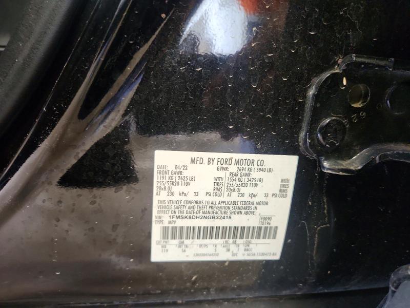 Aukcja sprzedaży 2022 Ford Explorer, vin: 1FMSK8DH2NGB32415, numer aukcji: 58964206