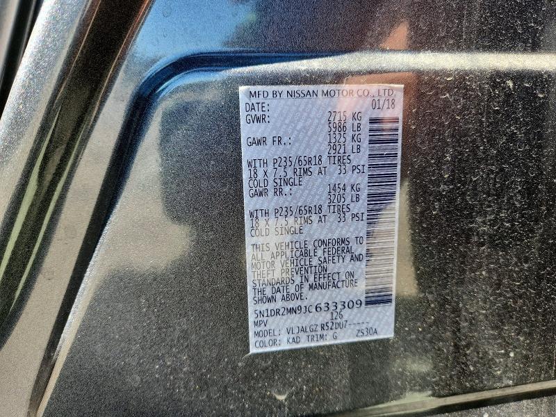 Продаж на аукціоні авто 2018 Nissan Pathfinder, vin: 5N1DR2MN9JC633309, номер лоту: 55610406